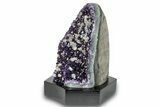 Sparkly Amethyst & Calcite Cluster With Wood Base - Uruguay #275658-1